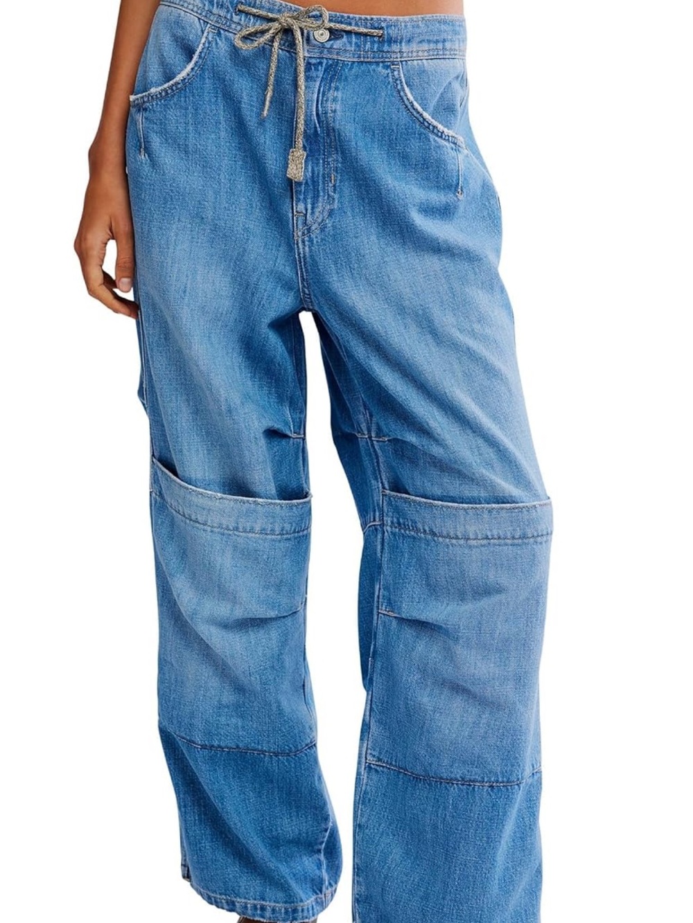 Free People Logan Clinched Cargo Wide-Leg Drawstring Jeans